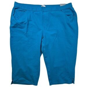 Catherines Knit Jean Pull On Capri Pants Teal Blue Plus Size 3X New comfort cozy